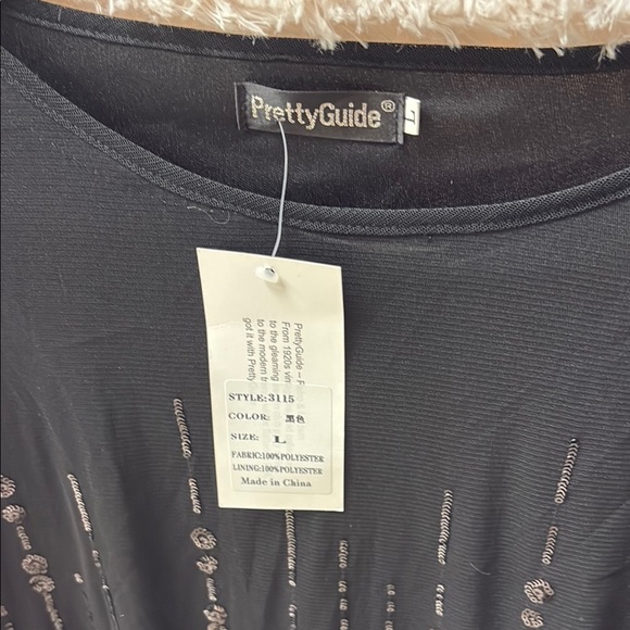 Black Sequin Short Sleeve Top - Picture 2 of 6